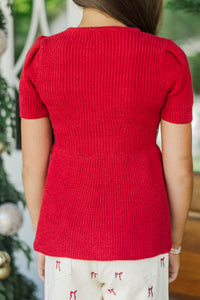 Girls: In The Know Red Peplum Sweater