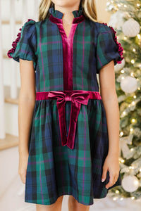 Girls: Little Loves Navy Plaid Dress