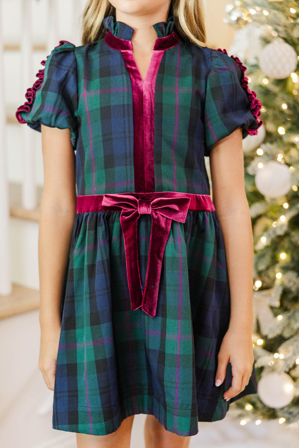 Girls: Little Loves Navy Plaid Dress
