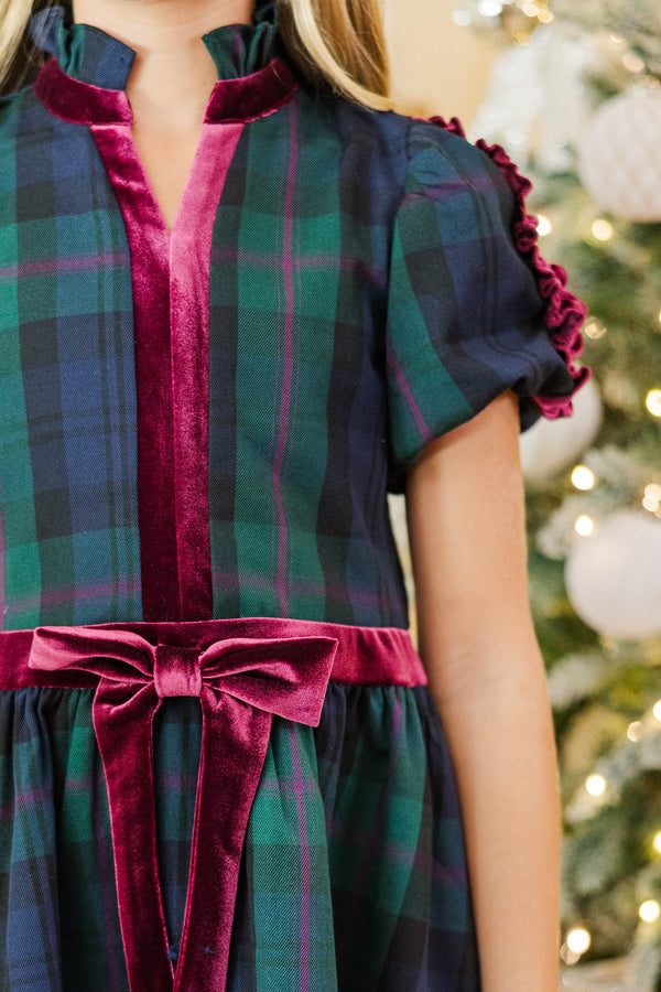 Girls: Little Loves Navy Plaid Dress