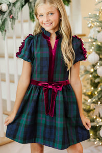 Girls: Little Loves Navy Plaid Dress
