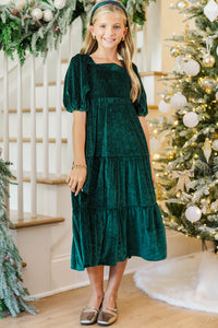 Girls: Think About It Emerald Velvet Midi Dress