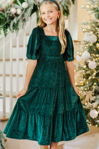 Girls: Think About It Emerald Velvet Midi Dress