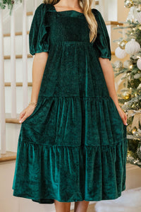 Girls: Think About It Emerald Velvet Midi Dress
