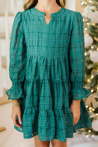 Girls: In Your Happy Place Emerald Textured Dress