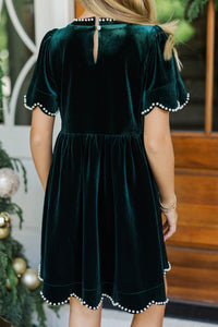 Girls: Time Goes By Emerald Velvet Scalloped Dress