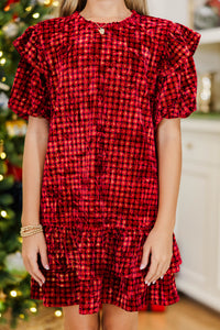 Girls: Get What You Love Burgundy Velvet Dress