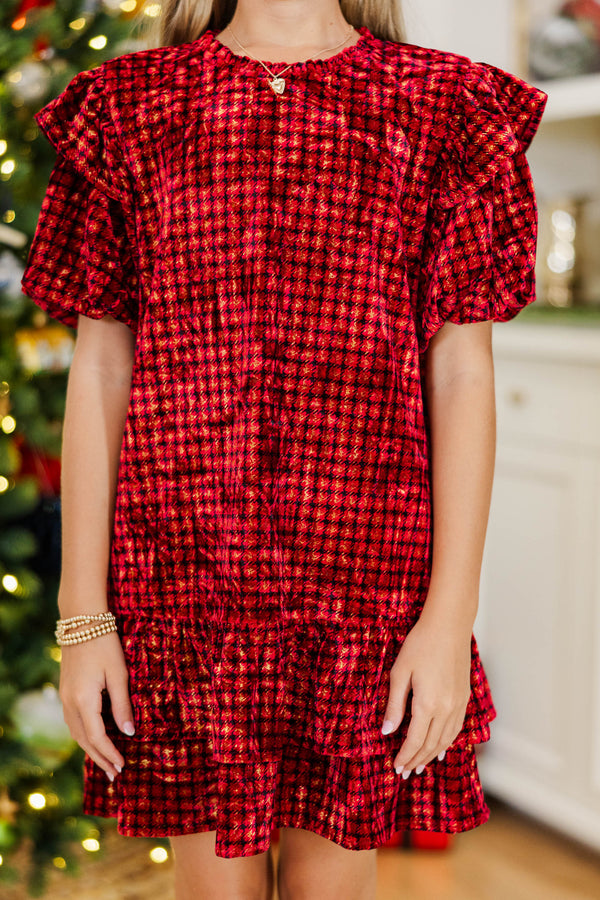 Girls: Get What You Love Burgundy Velvet Dress