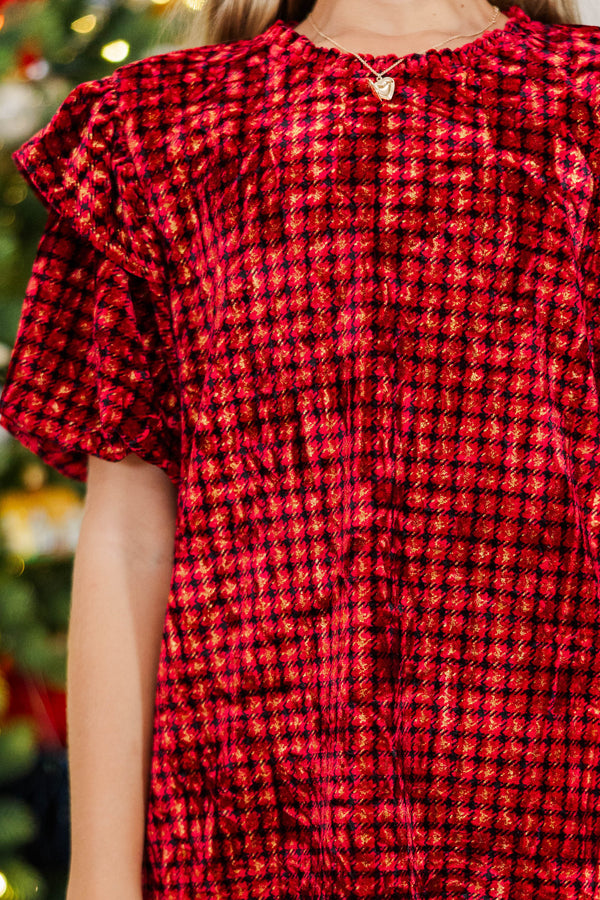 Girls: Get What You Love Burgundy Velvet Dress