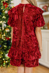 Girls: Get What You Love Burgundy Velvet Dress