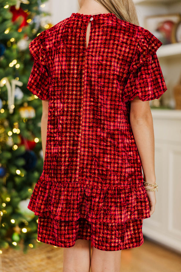 Girls: Get What You Love Burgundy Velvet Dress