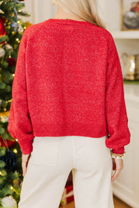 Refined Comfort Red Embroidered Cardigan