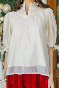 Merrier Than Ever Cream Blouse