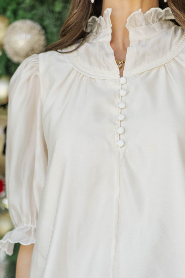 Merrier Than Ever Cream Blouse
