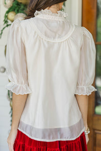 Merrier Than Ever Cream Blouse