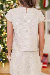 Luminous Moment Cream Sequin Blouse