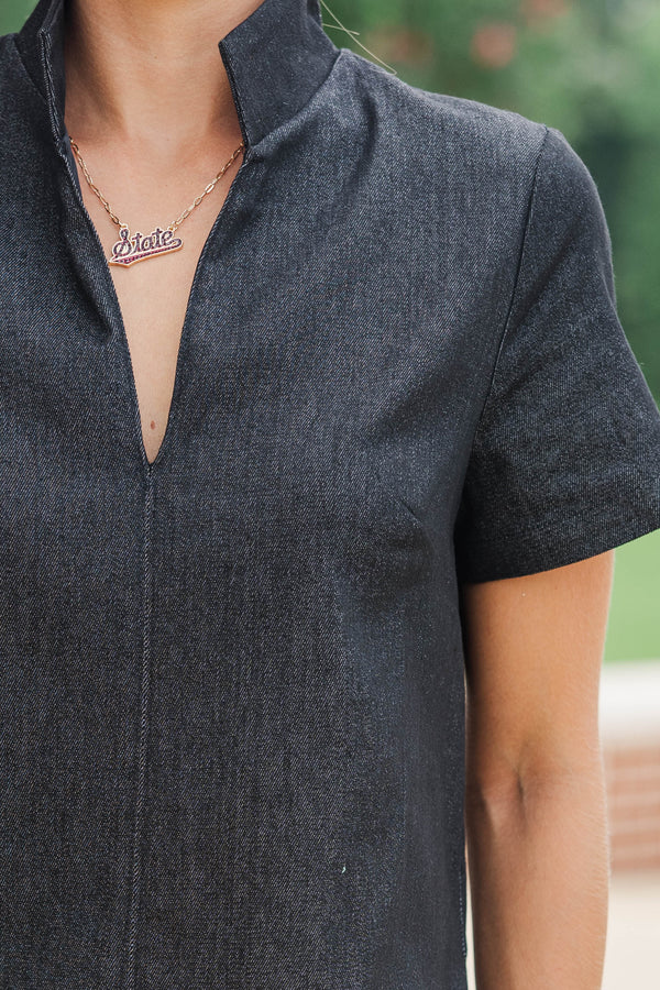 The Latest Black Chambray Dress