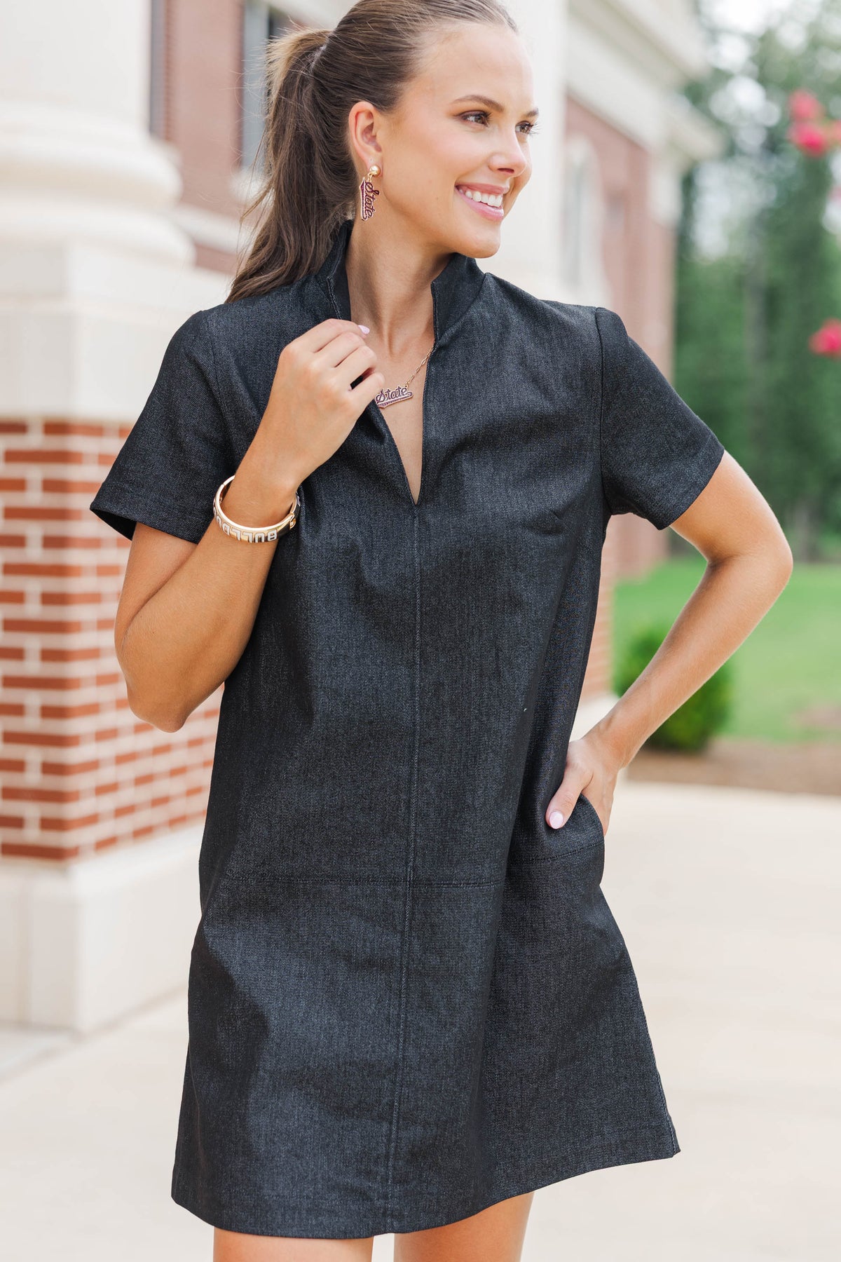 The Latest Black Chambray Dress, Small - The Mint Julep Boutique