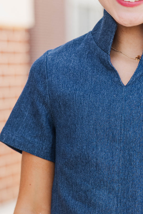 Girls: The Latest Blue Chambray Dress