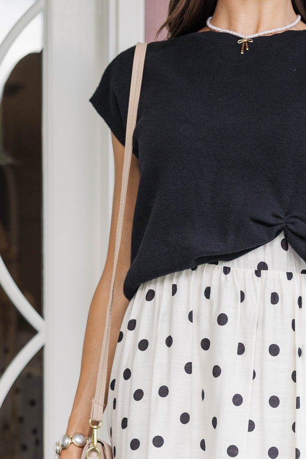Clean Slate Black Polka Dot Midi Dress