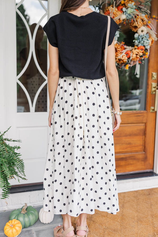 Clean Slate Black Polka Dot Midi Dress