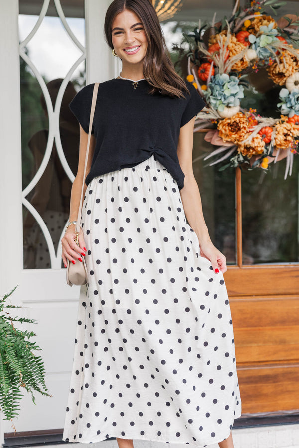Clean Slate Black Polka Dot Midi Dress