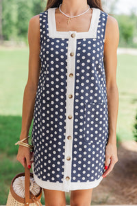 Gracefully Done Navy Polka Dot Dress