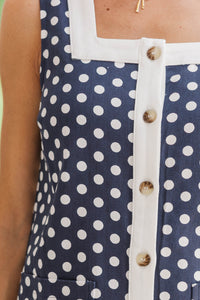 Gracefully Done Navy Polka Dot Dress