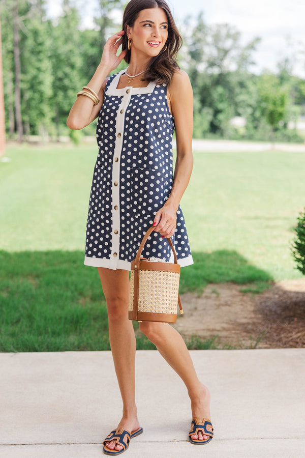 Gracefully Done Navy Polka Dot Dress