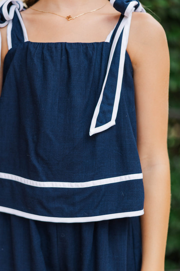 Girls: The Easy One Navy Romper