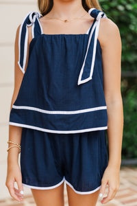 Girls: The Easy One Navy Romper