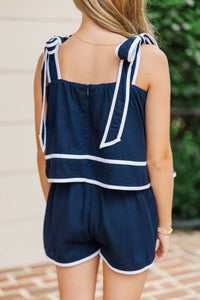 Girls: The Easy One Navy Romper