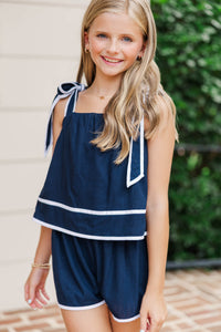 Girls: The Easy One Navy Romper