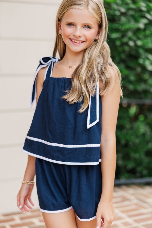 Girls: The Easy One Navy Romper