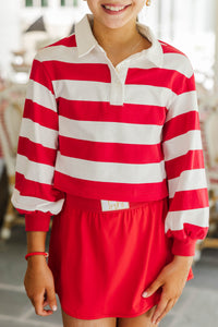 Girls: The Proper Rugby Red & White Striped Polo