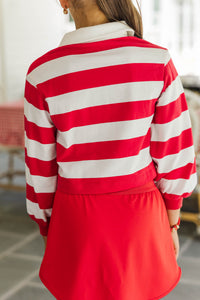 Girls: The Proper Rugby Red & White Striped Polo