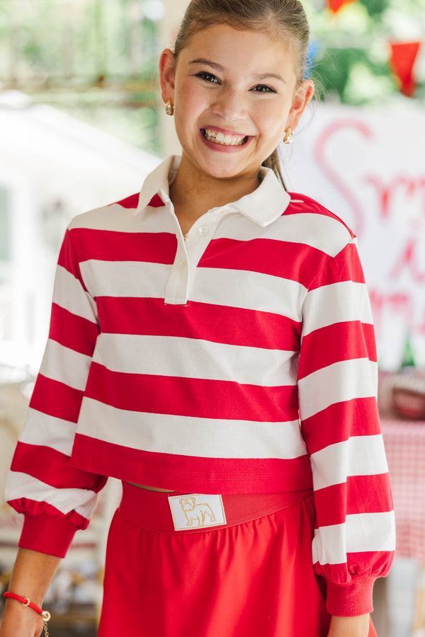 Girls: The Proper Rugby Red & White Striped Polo