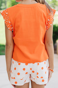 Girls: Cherish The Moment Orange Pearl Embellishment Top