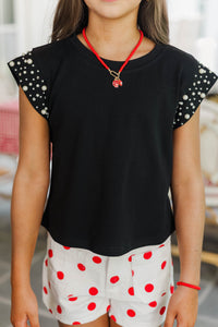 Girls: Cherish The Moment Black Pearl Embellishment Top