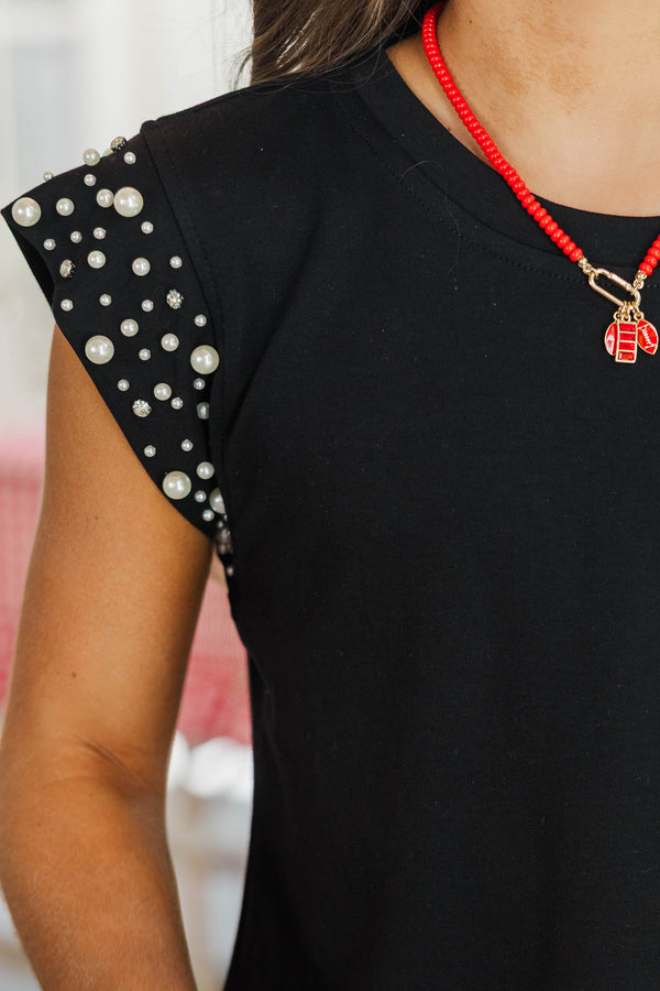 Girls: Cherish The Moment Black Pearl Embellishment Top