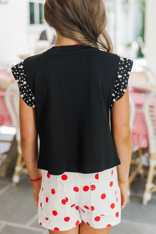 Girls: Cherish The Moment Black Pearl Embellishment Top