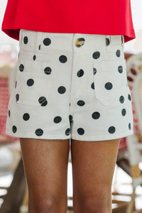 Girls: Nothing Better Cream & Black Polka Dot Shorts