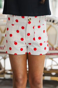 Girls: Nothing Better Cream & Red Polka Dot Shorts