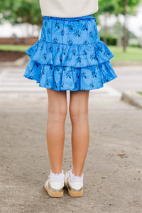 Girls: Take The Leap Royal Blue Paw Print Skort