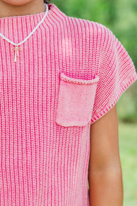 Girls: Think It Through Pink Short Sleeve Sweater