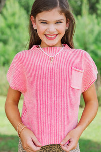Girls: Think It Through Pink Short Sleeve Sweater