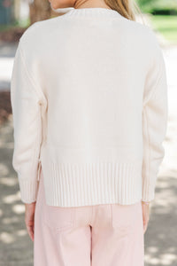 Girls: A Little Dream Cream Bow Sweater
