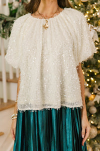 The Luxe Life Cream Sequin Blouse
