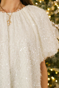 The Luxe Life Cream Sequin Blouse