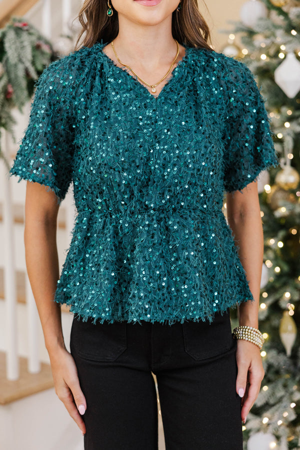 Understated Glamour Emerald Sequin Blouse